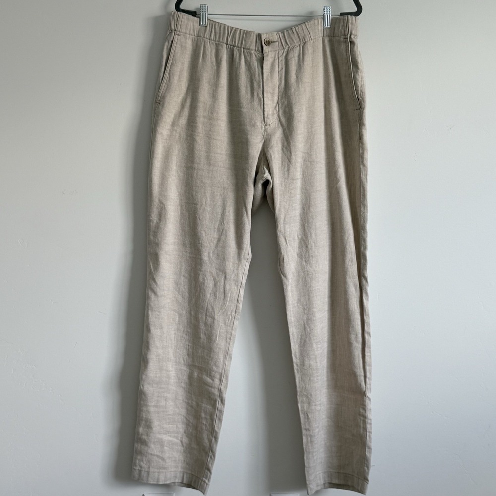 Tommy Bahama Linen Pants Mens XXL cream Drawstring Relaxed Elastic Beach Travel